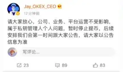 OKex创始人配合公安机关调查_莱特币交易平台上不去_OKex突然暂停提币事件