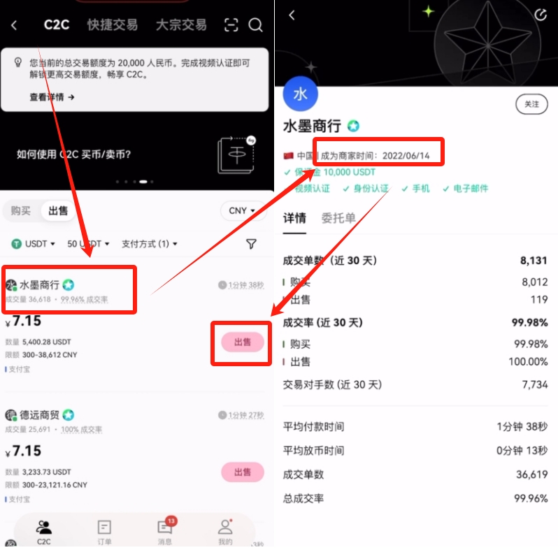 新手小白欧易OKX C2C买币教程:USDT充值和提现图文流程