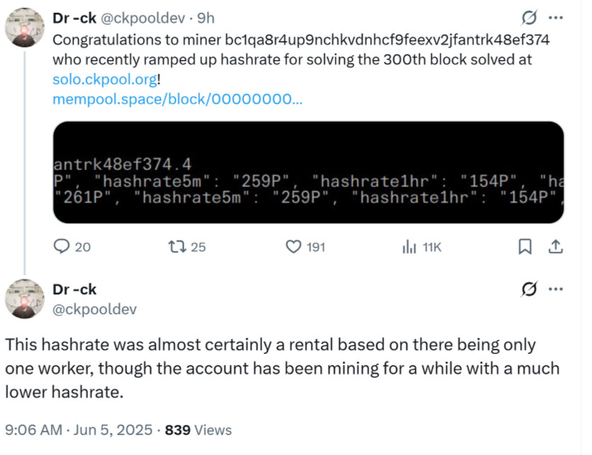 速读独立矿工在比特币（BTC）挖矿难度创新高之际，成功斩获33万美元区块奖励